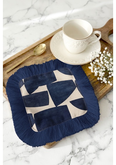 Geometrik Lüks Saçaklı Sunum Peçetesi - Soyut Modern Lacivert Krem Desenli Kahve Sunum Mendili Canlı Toprak Taş Geometrik Lüks Saçaklı Sunum Peçetesi - Soyut Modern Lacivert Krem Desenli Kahve Sunum Mendili Canlı Toprak Taş