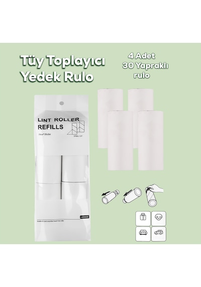 Porsima 3108 Kedi Köpek Tüy Toplayıcı Yedek Rulo 4 Adet