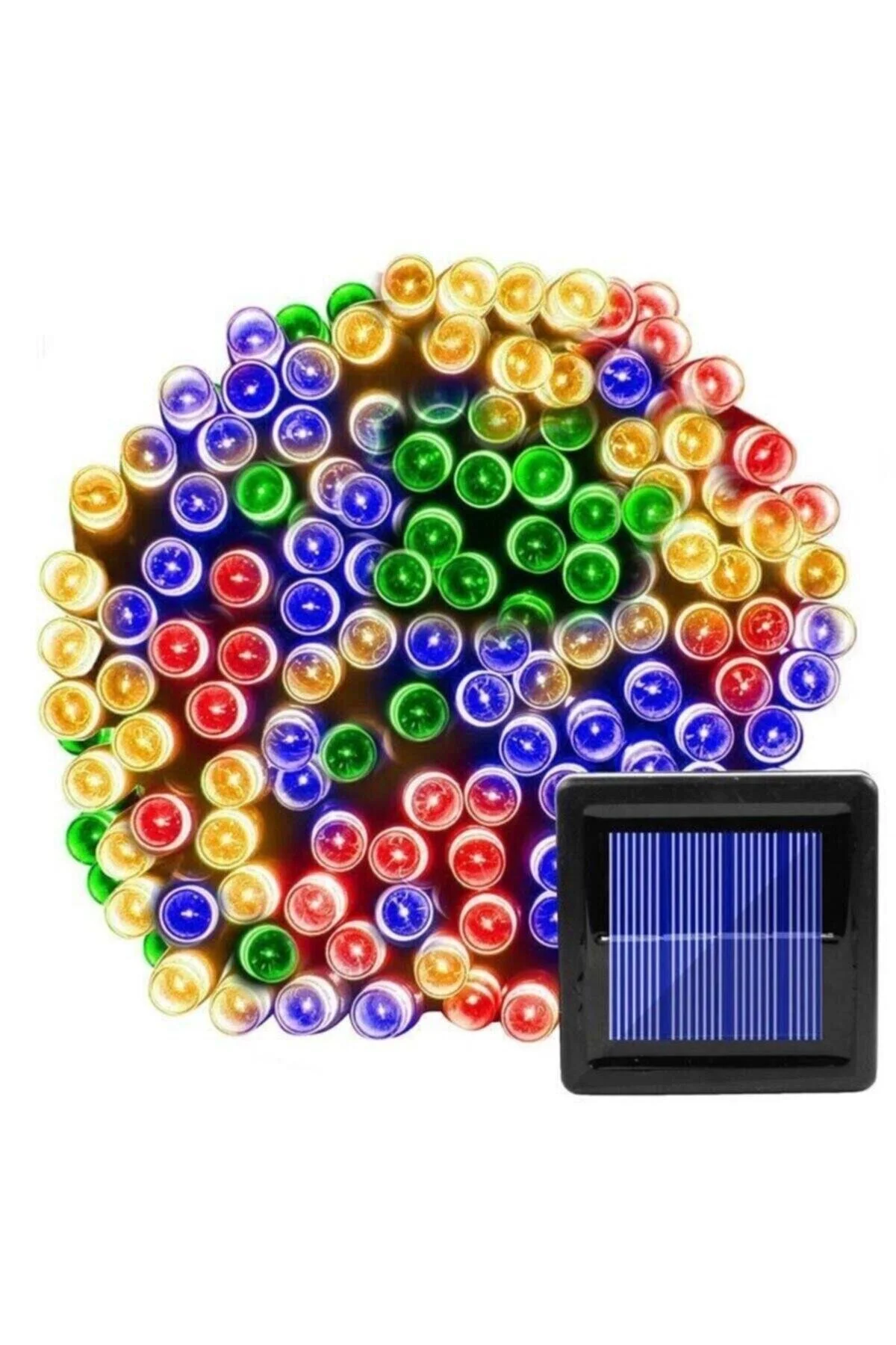 Solar 100 Ledli 12 Metre Bahçe Aydınlatma Dekorasyon Güneş Enerjili Led Işık Karışık Rgb