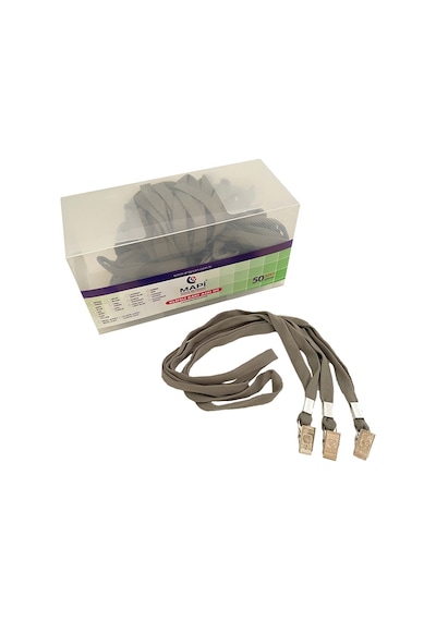 Mapi Metal Klipsli-polyester Dokuma Kart Askı İpi Gri 50'li Paket