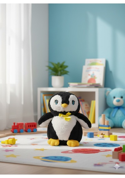 50 Cm Peluş Penguen Siyah Beyaz Yumuşak Dokulu Tüy Dökmeyen Oyuncak Çok Renkli