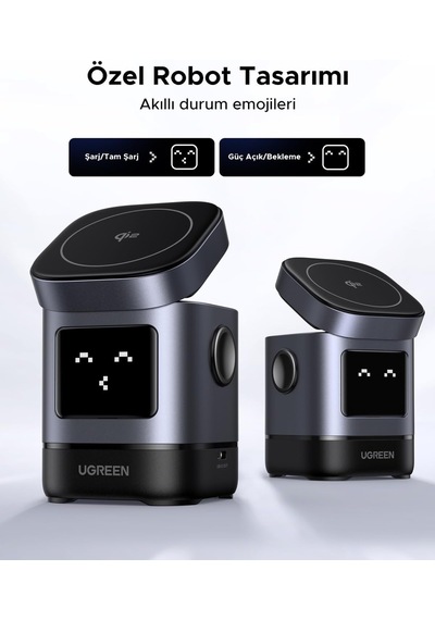 Uno Qi2 20w 2'si 1 Arada Kablosuz Şarj Cihazı 15w İphone + Airpods 5w Siyah