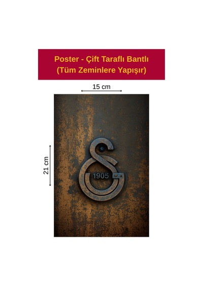 Metalik Gs Poster, Çift Taraflı Bantlı, Tüm Zeminlere Yapışır, 15 X 21 Cm .