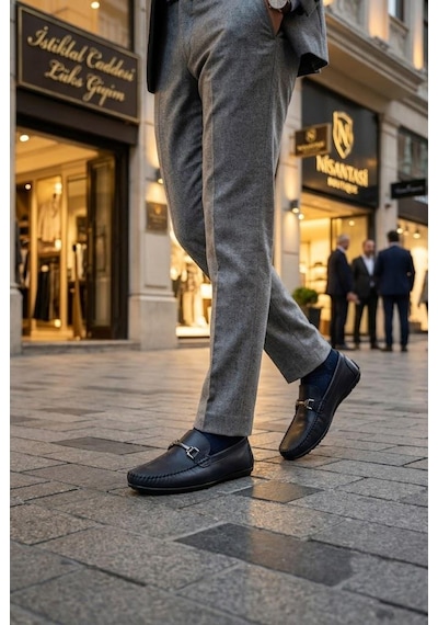 Pierre Cardin 90155 Rahat Esnek Hakiki Deri Erkek Loafer Ayakkabı Lacivert