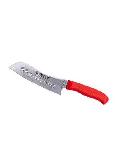 Gold Eğri Şef Santoku Kanallı Kırmızı