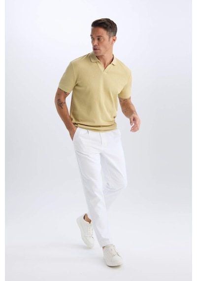DeFacto %100 Pamuk Relax Fit Rahat Kesim Düz Paça Keten Görünümlü Yazlık Beyaz Kumaş Pantolon D4251AX25SMWT32