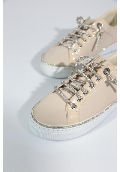 Dgn 2475 Kadin Taş İp Bağcikli Sneaker Ayakkabi Bej Nubuk