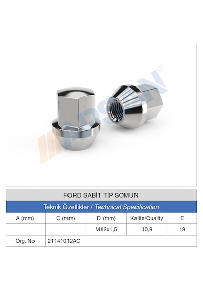 20 Adet Ford Sabit Tip Somun