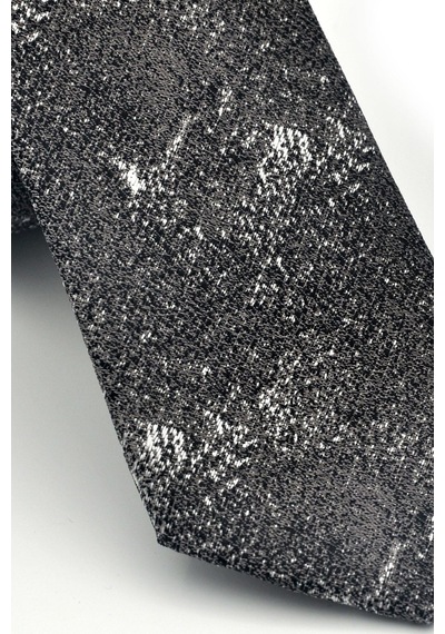 Gaffy Gri Desenli Füme Dokuma Kumaş Mendilli Slim Fit Kravat // Sdk-2613-3 Gri