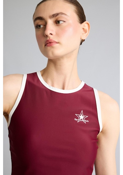Defacto Crop Top Baskılı Bisiklet Yaka Sporcu Atlet H2001ax26aubr115 Bordo-br115