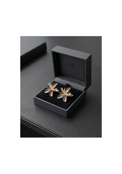 Gold Çiçek Tasarım Küpe Sarı Sarı
