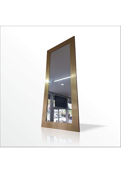 M3 Decorium Büyük Rustik 124x64 Cm Altın Yaldız Varak Boy Salon Antre Komodin Etajer Portmanto Duvar Boy Aynası Diğer