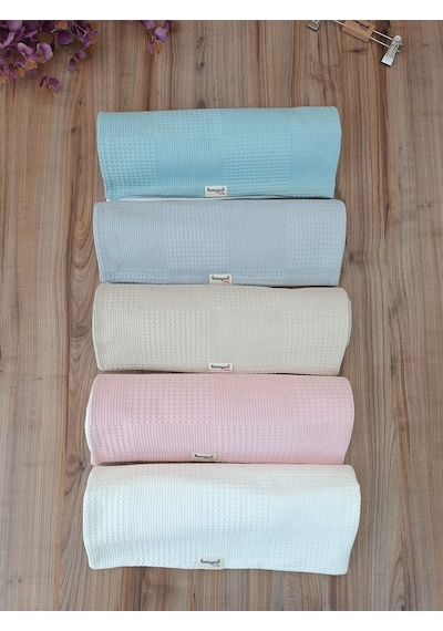 S.kahve Kız Erkek Bebek Battaniyesi Pike %100 Pamuklu Doğal Organik Uyku Çift Taraflı Örtü 86x86cm Gri
