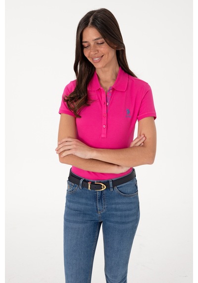 U.S. Polo Assn. Kadın Pembe Basic Polo Yaka Tişört 50300896-VR218