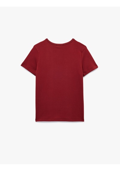Koton Pamuklu Kısa Kollu Bisiklet Yaka Basic Tişört Bordo 6wak50147ek Bordo