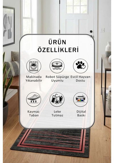 Yıkanabilir Yolluk 26 Antrasit