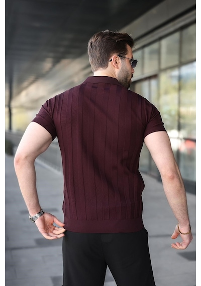 Madmext Mürdün Slim Fit Polo Yaka Triko Erkek Tişört E7491