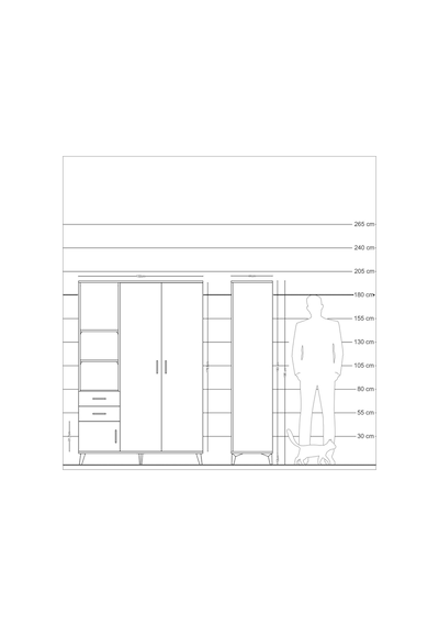 Hyperion Dolap 5 Raflı 2 Çekmeceli Tek Askılı 132x44x195 Ayta... Aytaşı