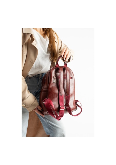 Baginn Vegan Deri Kadın Sırt Çantası 35 25 Cm Yağmur İtici Kumaş Mega Bag Günlük Kullanıma Uygun Bordo