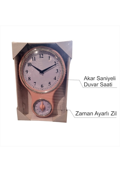 Mutfak Aşçı Pişirme İçin Zaman Ayarlı Çalar Saatli Cam Muhafazalı Duvar Saati Açık Pembe