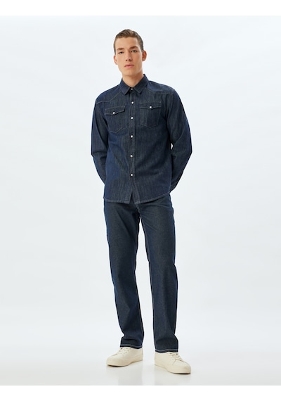Koton Straight Fit Kot Pantolon - Mark Jean Koyu İndigo 5wam40117ıd İndigo