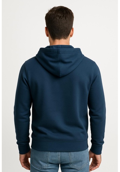 Axxel Erkek İndigo 2 İplik Fermuarlı Kapüşonlu Sweatshirt-w1084 Indigo