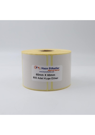 Kuşe Etiket 65mm X 60mm Ruloda 800 Adet 40mm Kuka Çapında Baskısız Barkod Yazıcı Etiketi Diğer
