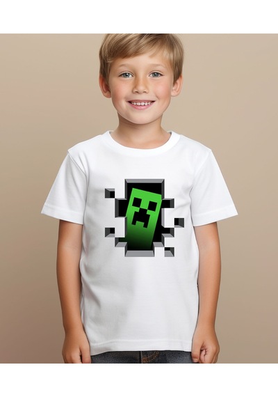 Aselinda Minecraft Çocuk T-shirt Beyaz