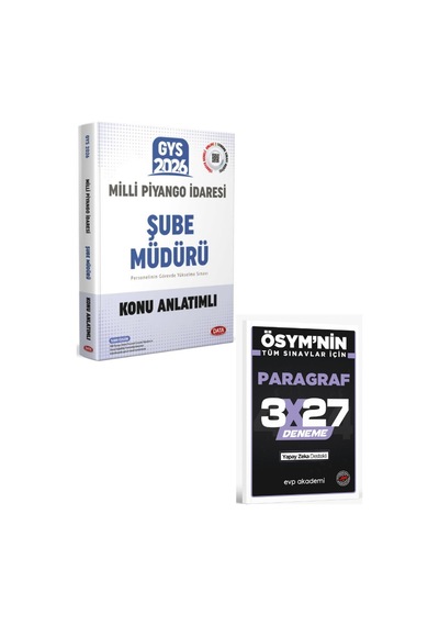 Data Yayınları 2026 Milli Piyango İdaresi Genel Müdürlüğü Gys Şube Müdürü Konu Anlatımlı+ Evp Akademi Paragraf