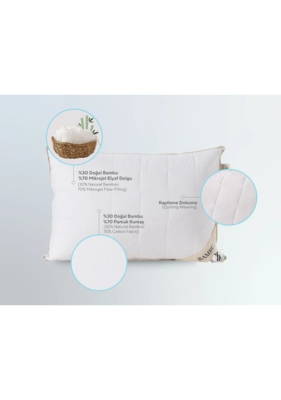 Doqu Home Bambu Yastık 50 X 70 Cm - Beyaz Beyaz