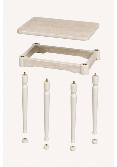 Lidya 4 Lü Zigon Sehpa Takımı Mdf Tabla, Lake Boyalı Gürgen Ayak, Beyaz
