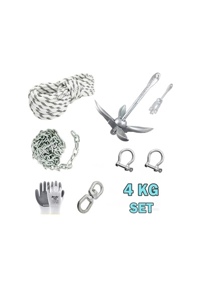 Tekne Ve Şişme Bot İçin Hazır Çapa Seti 4kg Şemsiye Çapalı