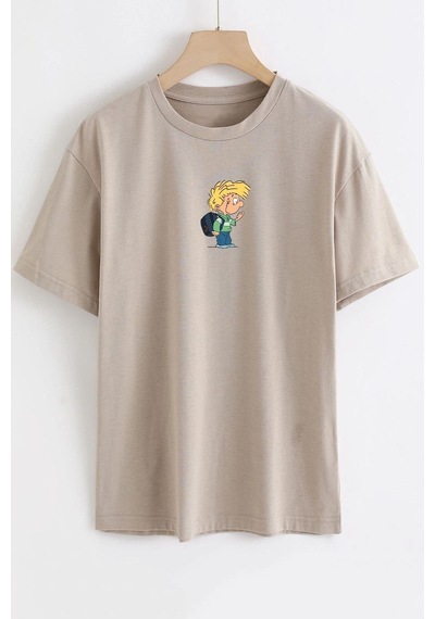 Flood Of Style Unisex Cedric Üzümlü Kekim Baskılı T-shirt Bej
