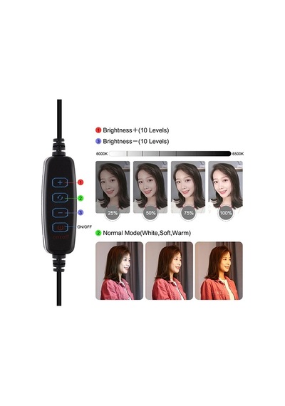 Puluz 6.2cm Pkt3032 Led Işık 16cm Stand Youtubercanlı Yayın Selfie Tiktok Makeup- 5775