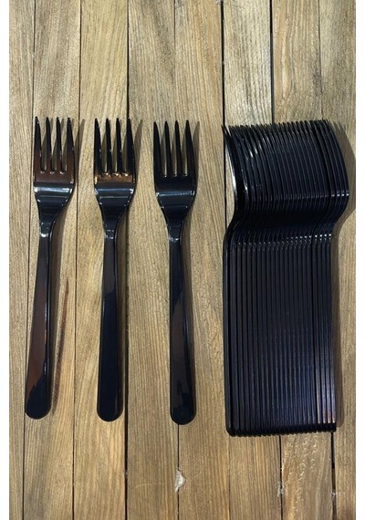 Beysüs Plastik Çatal Parti Çatal Siyah