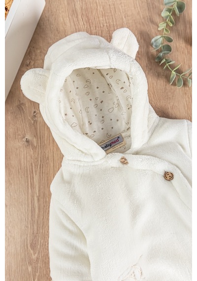 Babymod Ayıcık Figürlü Welsoft Peluş Astronot Bebek Tulum Krem