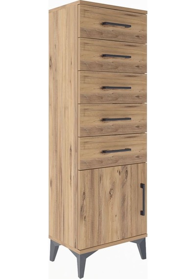Arges Dolap 5 Çekmeceli Tek Kapaklı 44x30x134 Çam-çam Çam