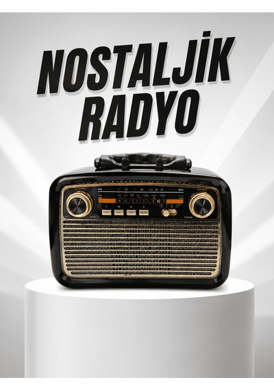 Müzik Kutusu Bluetooth Bağlantılı El Fenerli Nostaljik Tasarım Radyo 16151107