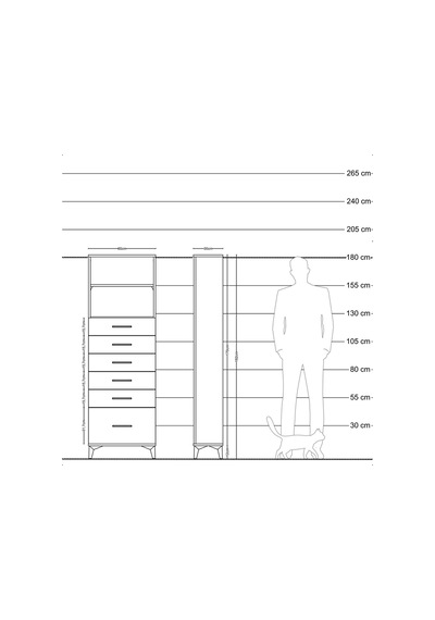 Arges Dolap 2 Raflı 6 Çekmeceli 60x30x182 Çam-çam Çam
