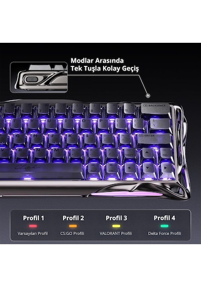 Gravastar V60 Pro Manyetik Kablolu Gaming Klavye, Xpro Kablosuz Optik Mouse Ve Mousepad Oyuncu Seti,