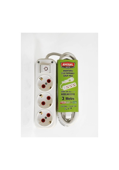 Amiral 3' Lü Topraklı Anahtarlı 3 Metre Kablolu Gr Elx14375-12d9b