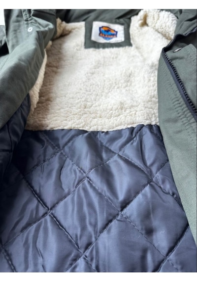 Alaska The Last Frontier Slim Fit Çıkarılabilir Kapüşonlu Gabardin Uzun Parka Kaban Haki