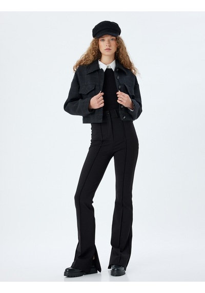 Koton İspanyol Paça Pantolon Nervürlü Düğmeli İnterlok Çelik Kumaş Slim Fit Siyah 5wal40031ık Siyah Koton İspanyol Paça Pantolon Nervürlü Düğmeli İnterlok Çelik Kumaş Slim Fit Siyah 5wal40031ık Siyah