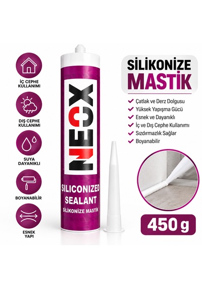 Neox Silikonize Akrilik Mastik Beyaz 450 Gr Çatlak Ve Derz Dolgu, İç Ve Dış Cephe Sızdırmazlık Mastik
