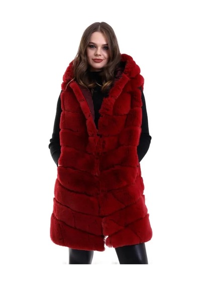 Efnaz Style Reks Kapüşonlu Yelek - Kırmızı