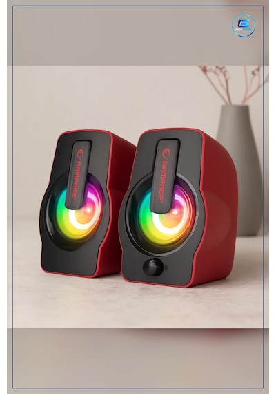 Hoparlör Seti 2.0 Usb Rgb Işıklı Kırmızı Multimedya 12w Bilgisaya