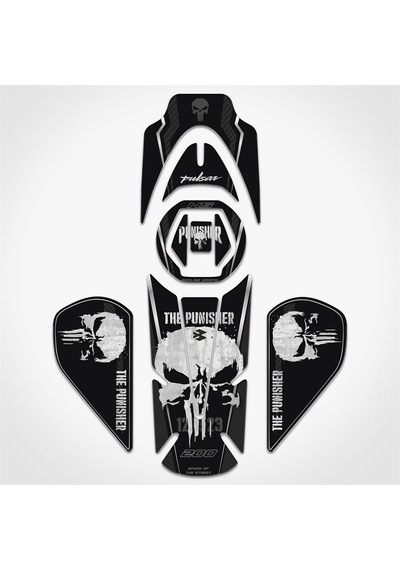 Bajaj Pulsar NS 200 Tank Pad Set Karbon Punisher Serisi Siyah-Karbon