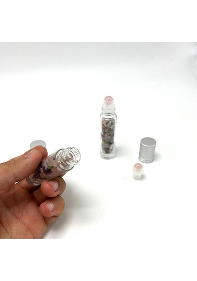 Yıldız Doğal Taş Sertifikalı Çakra Doğal Taş Esans Şişesi + Roller Masaj Aleti 10 ML