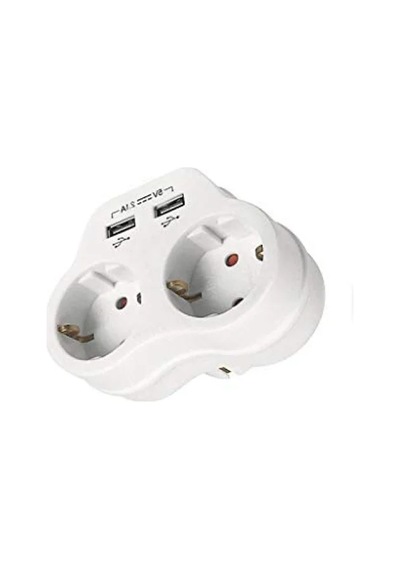 İkili Topraklı Priz - Usb Çıkışlı, 2a, Beyaz 000543