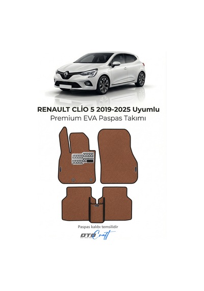 Otocraft Renault Clio 5 2019-2025 Uyumlu Taba Turuncu 3d Havuzlu Eva Oto Paspas Takımı 5 Parça Araca Özel